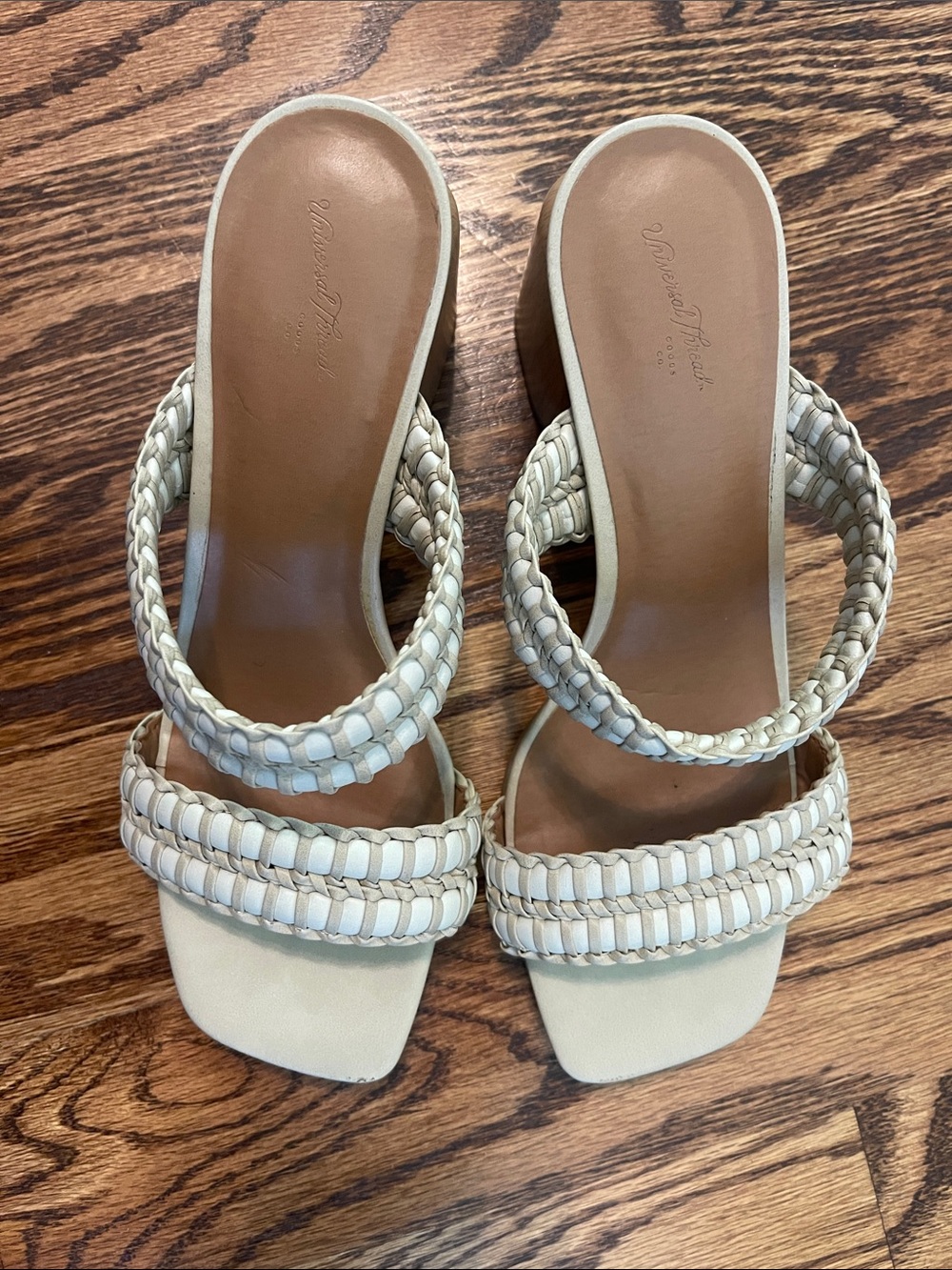 Universal Thread Braided Double-Strap Slide Sandals in Ivory